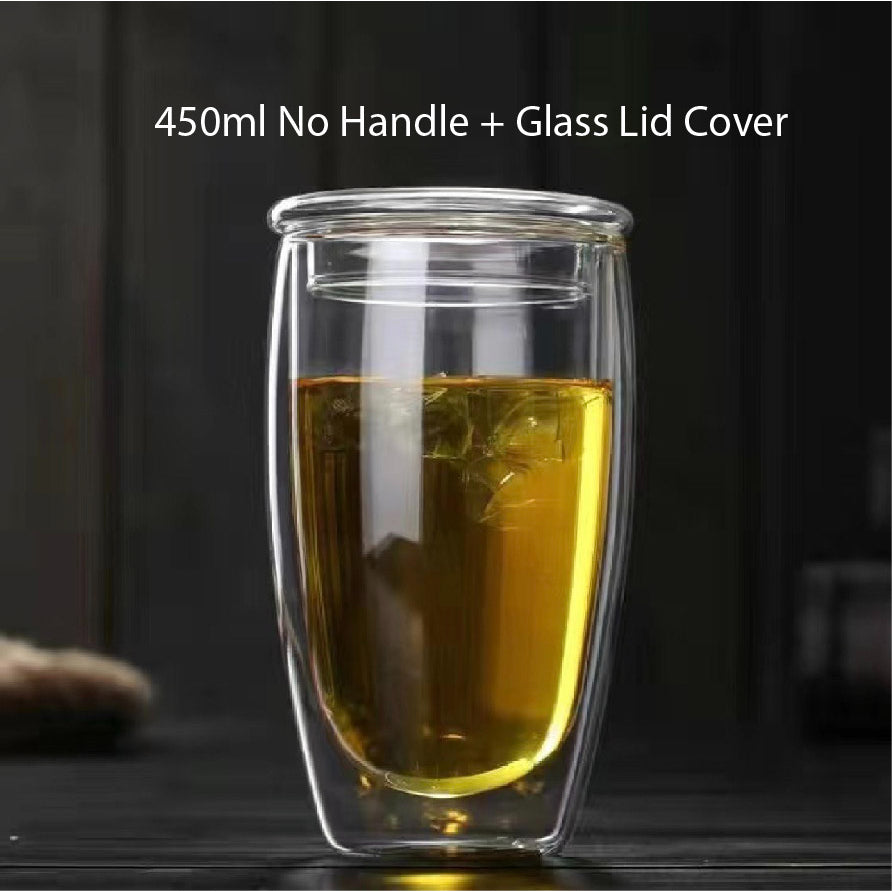 (Ready Stock)Coffee Espresso Tea Double Wall Borosilicate Glass Cup Mug Handle 80ml 150ml 250ml 350ml 450ml