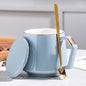 (READY STOCK)Coffee Tea Mug With Lid And Spoon Ceramic Creative Nordic Style 360ml