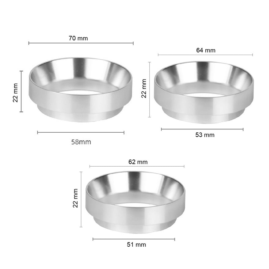 (Ready Stock)Coffee Espresso Aluminium Dosing Ring Magnetic Funnel Silver Black 51mm 53mm 58mm