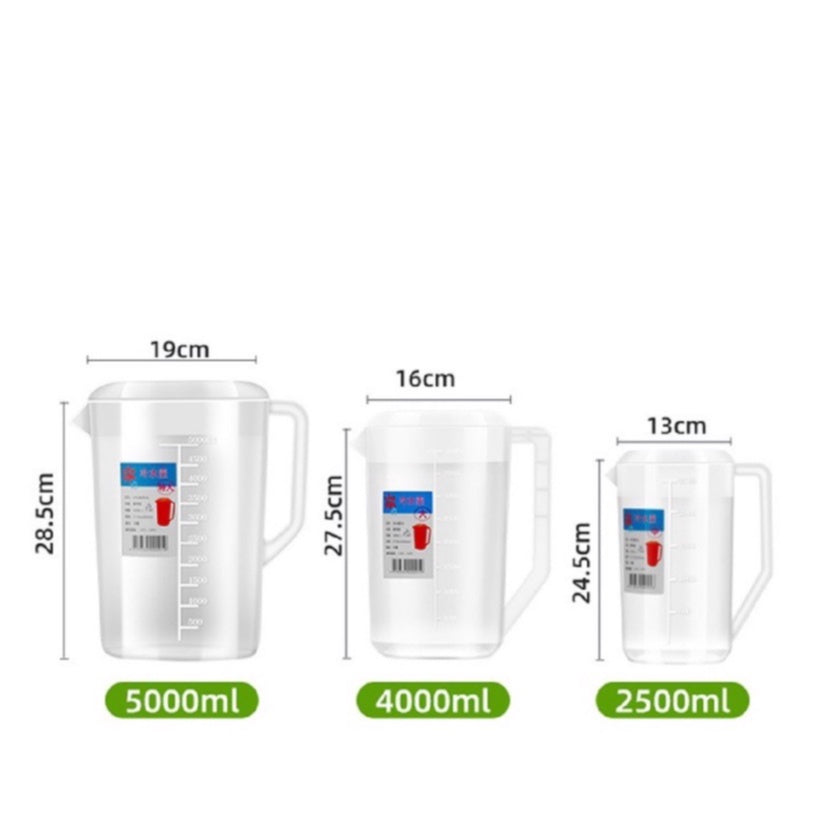 (READY STOCK)Water Pitcher Dispenser Jug Beverage Mug Cold Container Carafe Juice With Scale 2500ml/4000ml/5000ml