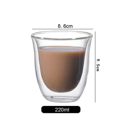 (Ready Stock)Coffee Espresso Tea Double Wall Borosilicate Glass Cup Mug Handle 80ml 150ml 250ml 350ml 450ml