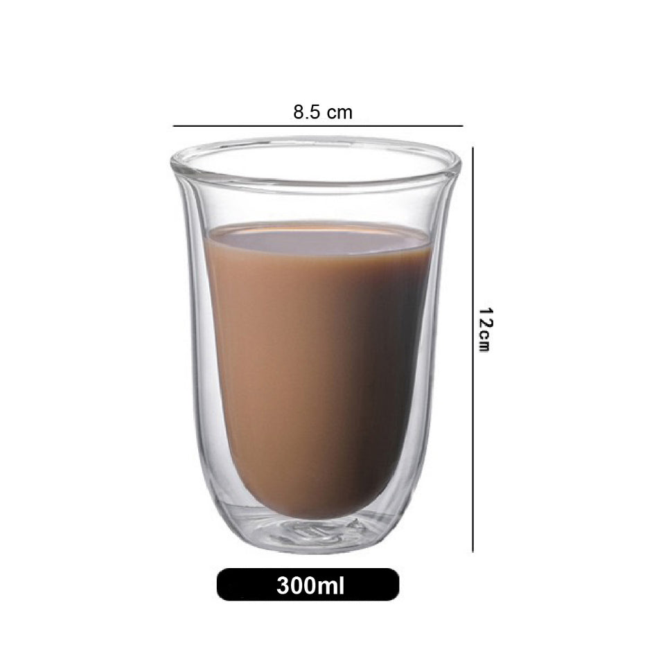 (Ready Stock)Coffee Espresso Tea Double Wall Borosilicate Glass Cup Mug Handle 80ml 150ml 250ml 350ml 450ml