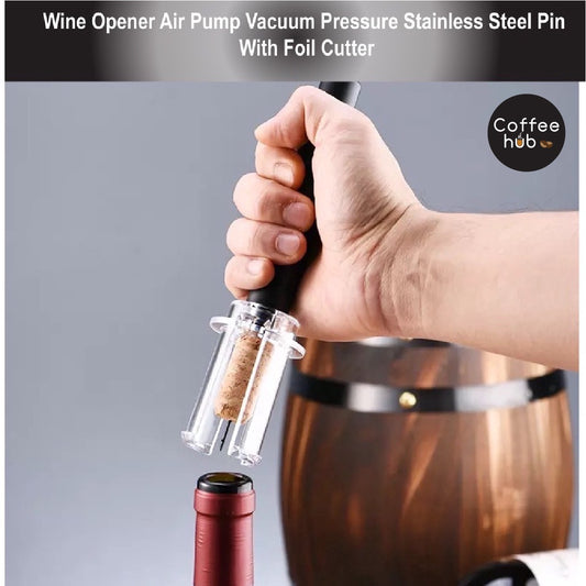 (Ready Stock)Wine Opener Air Pump Vacuum Pressure Stainless Steel Pin with Foil Cutter Potable