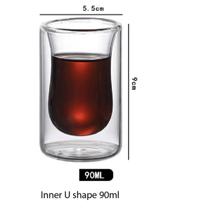 (Ready Stock)Coffee Espresso Tea Double Wall Borosilicate Glass Cup Mug Handle 80ml 150ml 250ml 350ml 450ml