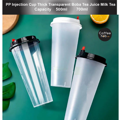 (Ready Stock)Thick PP Injection Disposable Juice Boba Tea Milk Tea Cup Tribute cup Transparent Cold Cup 50pcs