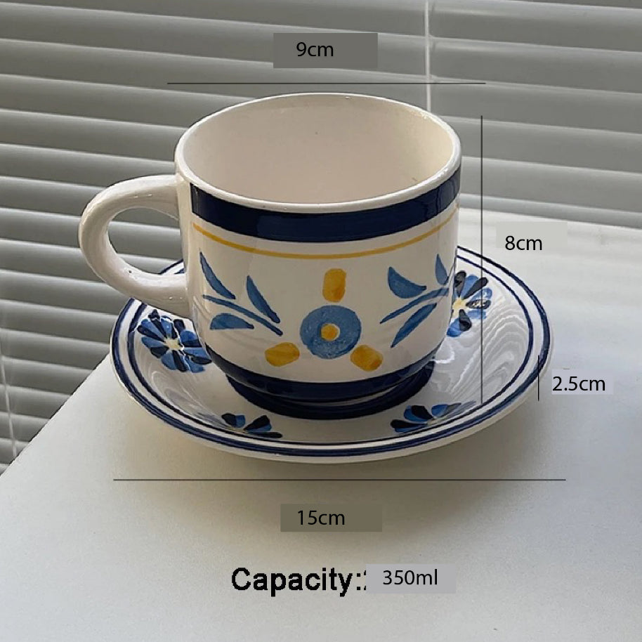 (READY STOCK)Coffee Tea Drink Cup and Saucer Thick Quality 350ml