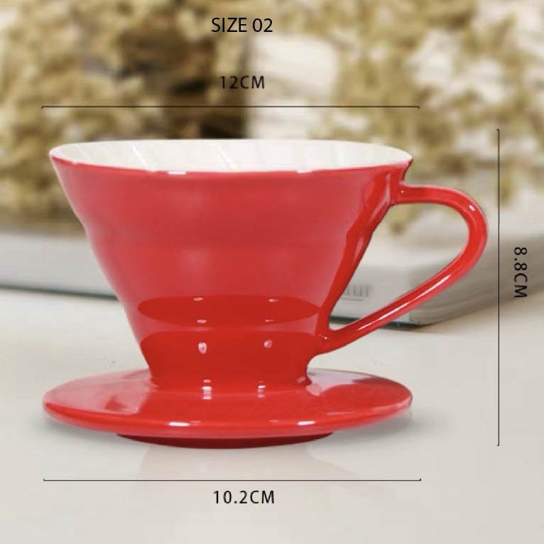 (Ready Stock)Coffee Dripper V60 Filter Coffee Size 01 02 Ceramic White Red Black