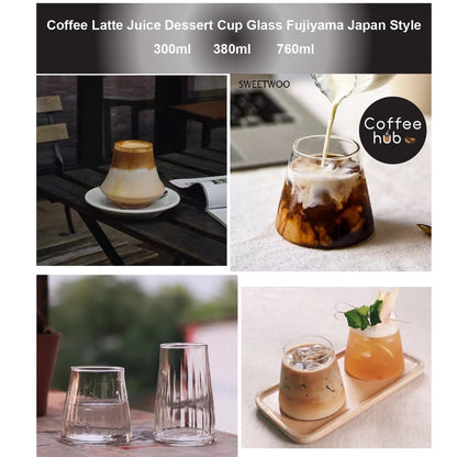 (READY STOCK)Coffee Latte Juice Wine Drink Clear Tempered Glass Cup Japanese Style IN Fujiyama