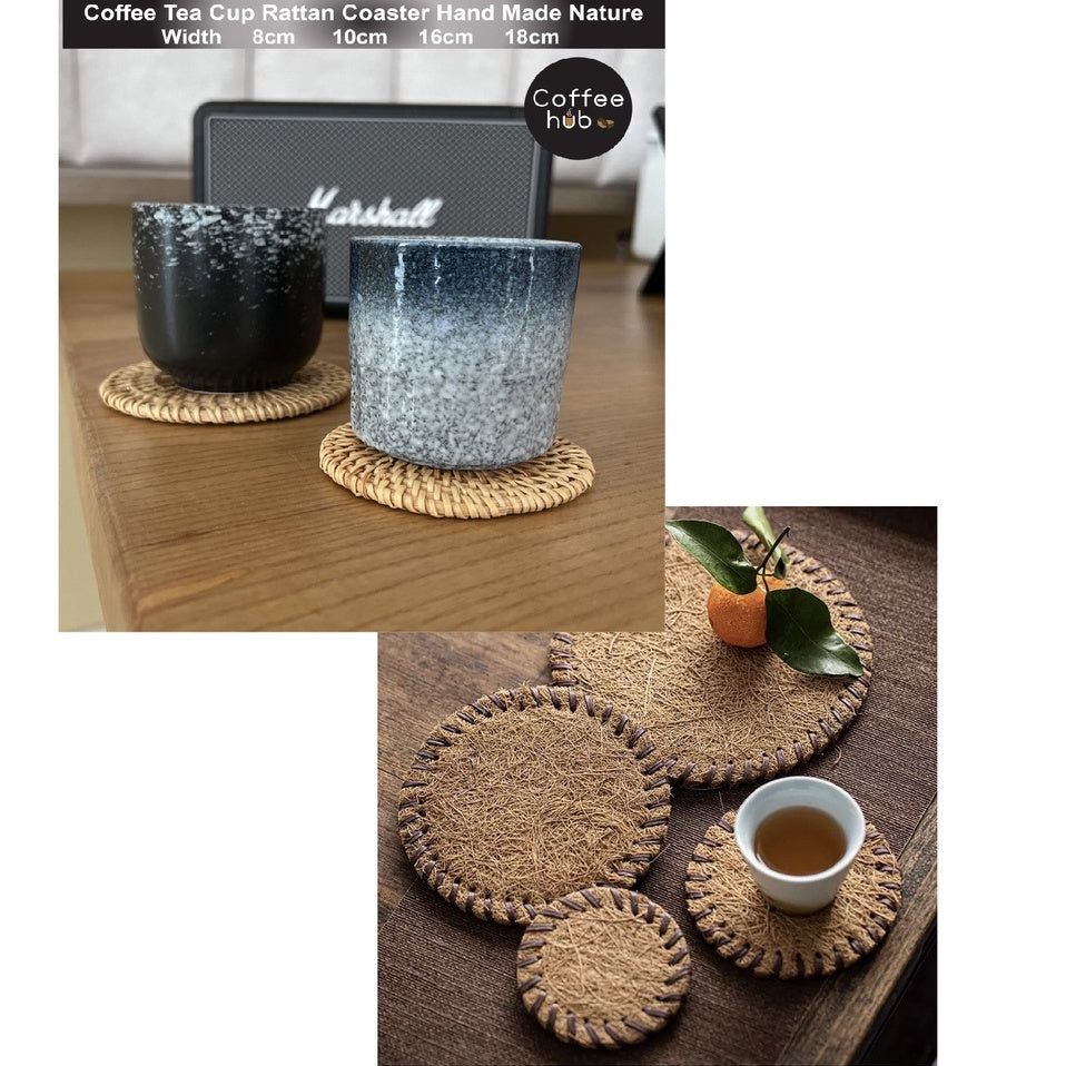 (Ready Stock)Coffee Drink Cup Woven Rattan Coaster Hand Made Nature Design Heat Insulation Decoration