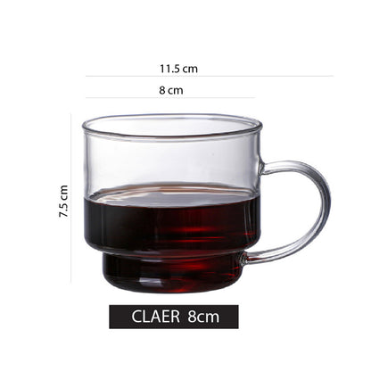 (Ready Stock)Coffee Espresso Tea Juice Milk Water Mug High Borosilicate Glass Cup Handle Vintage Sepia Col 250ml 300ml