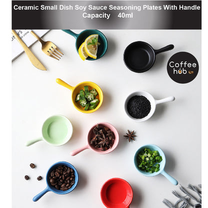 (READY STOCK) Ceramic Sauce Dish Mini Mustard Soy Sauce Seasoning Plate With Handle