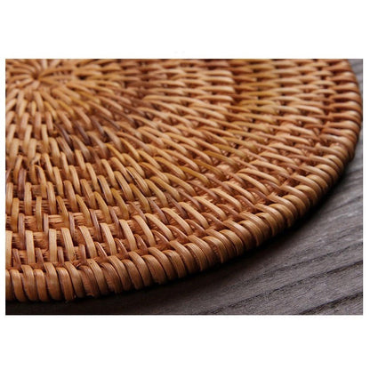 (Ready Stock)Coffee Drink Cup Woven Rattan Coaster Hand Made Nature Design Heat Insulation Decoration