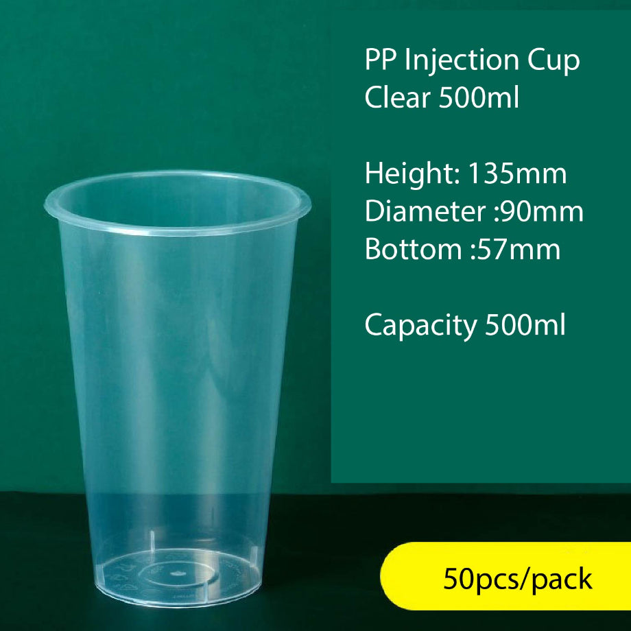 (Ready Stock)Thick PP Injection Disposable Juice Boba Tea Milk Tea Cup Tribute cup Transparent Cold Cup 50pcs