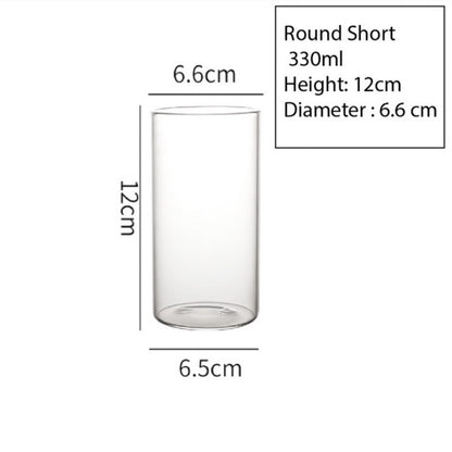 (READY STOCK)Transparent Clear Glass Tea Milk Coffee Dessert Cup Square Round Shape 350ml 450ml