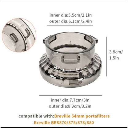 (Ready Stock)Coffee Espresso Aluminium Dosing Ring Magnetic Funnel Silver Black 51mm 53mm 58mm