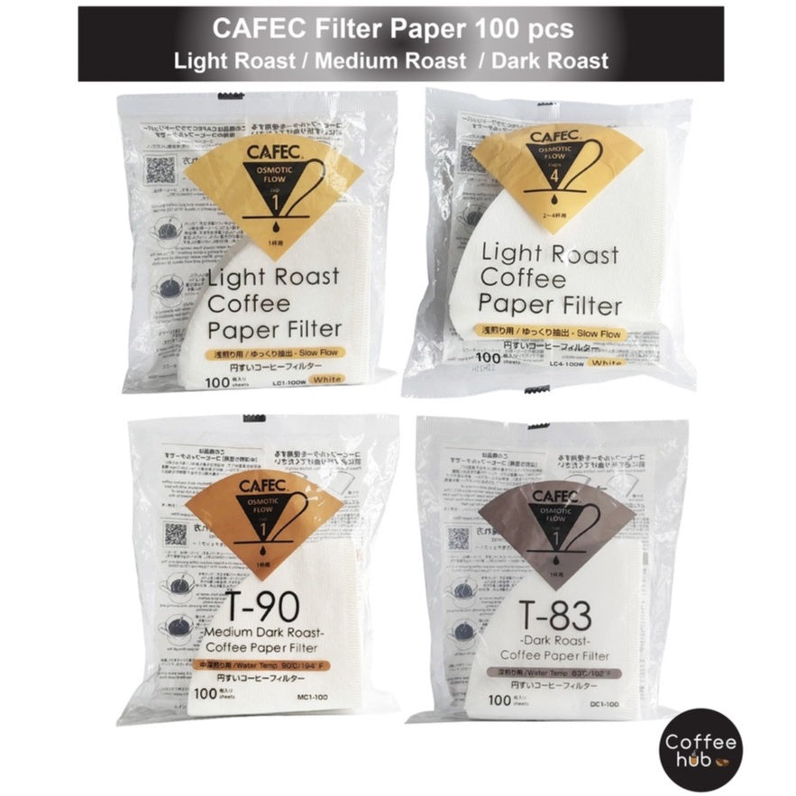 (Ready Stock)Coffee CAFEC Filter Paper Light Roast Slow Flow /Medium Roast/ Dark Roast  Made in Japan 100 pcs 01 02