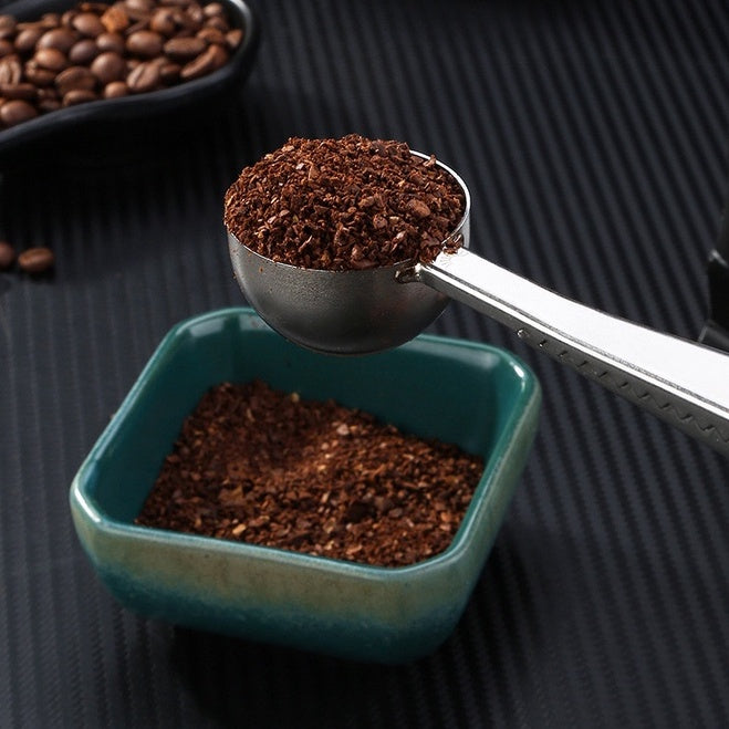 (Ready Stock)Coffee Espresso Tea Stainless Steel Measuring Scoop Spoon cum Fresh Sealing Clip