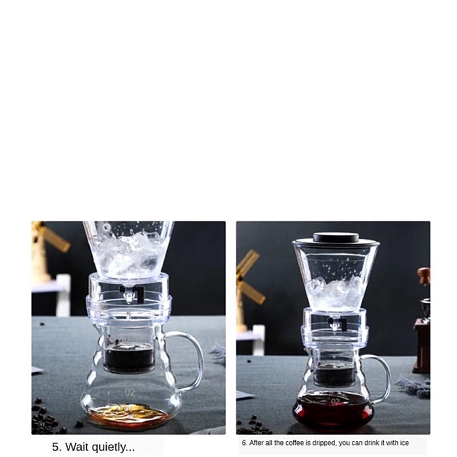 (READY STOCK)Coffee Ice Drip Pot Cold Brew Coffee Maker Glass Server Immersion Extraction 500ml Capacity