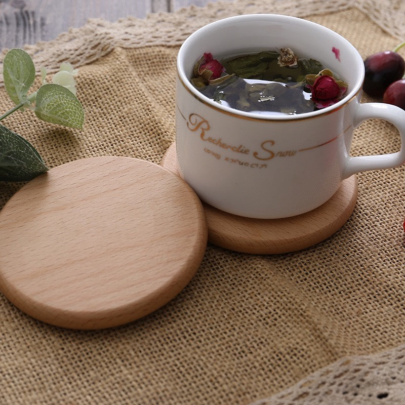 (READY STOCK) Coffee Cup Wood Coaster Square Round Resistant Heat Drink Mat Cup Pad Non Slip 8.8cm