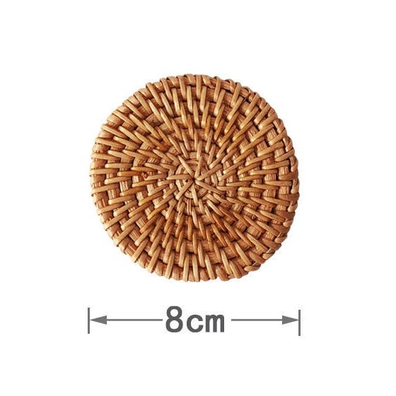 (Ready Stock)Coffee Drink Cup Woven Rattan Coaster Hand Made Nature Design Heat Insulation Decoration