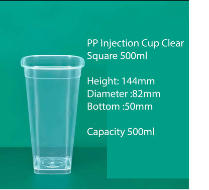 (Ready Stock)Thick PP Injection Disposable Juice Boba Tea Milk Tea Cup Tribute cup Transparent Cold Cup 50pcs