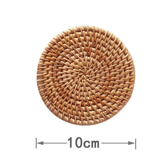 (Ready Stock)Coffee Drink Cup Woven Rattan Coaster Hand Made Nature Design Heat Insulation Decoration