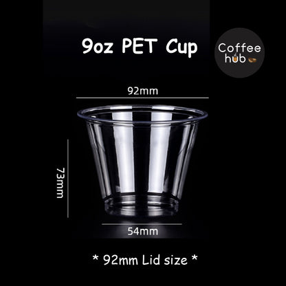 (Ready Stock)Coffee Latte Tea PET Cup Boba Bubble Milk Cup Disposable Take Away With Flat Dome Lid 12oz 16oz 20oz 24oz