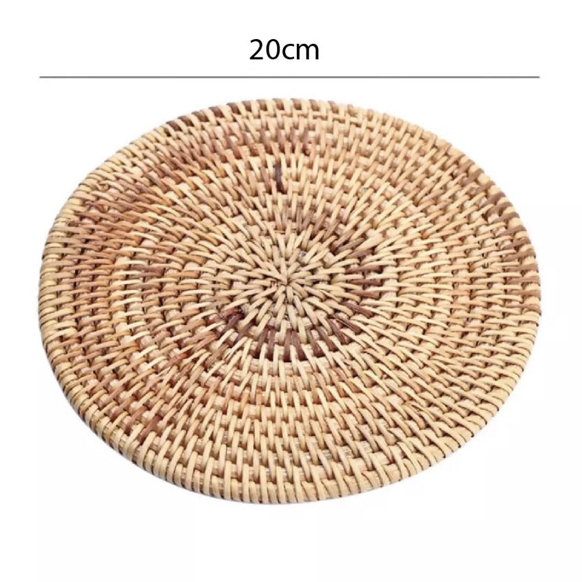 (Ready Stock)Coffee Drink Cup Woven Rattan Coaster Hand Made Nature Design Heat Insulation Decoration