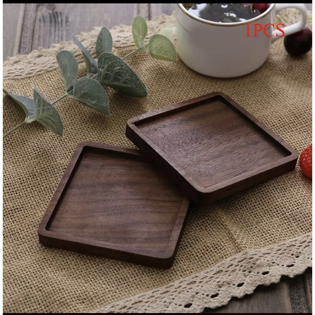 (READY STOCK) Coffee Cup Wood Coaster Square Round Resistant Heat Drink Mat Cup Pad Non Slip 8.8cm