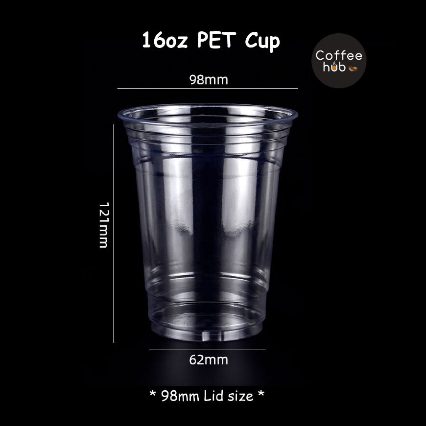 (Ready Stock)Coffee Latte Tea PET Cup Boba Bubble Milk Cup Disposable Take Away With Flat Dome Lid 12oz 16oz 20oz 24oz