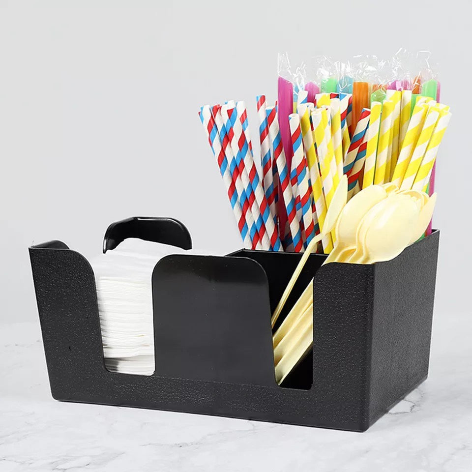 (READY STOCK)Napkin Tissue Straw Holder Box Storage Box Organizer Tidy Clean Straw Dispenser