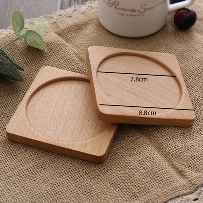 (READY STOCK) Coffee Cup Wood Coaster Square Round Resistant Heat Drink Mat Cup Pad Non Slip 8.8cm