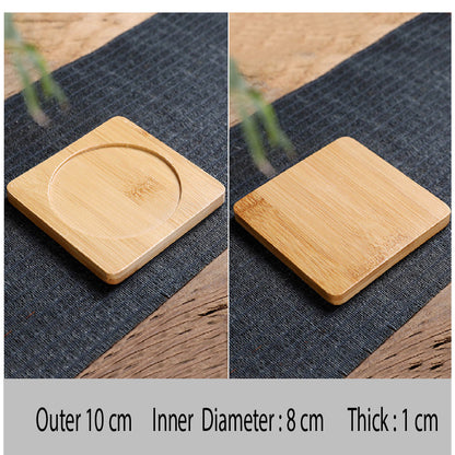 (READY STOCK) Coffee Cup Wood Coaster Square Round Resistant Heat Drink Mat Cup Pad Non Slip 8.8cm