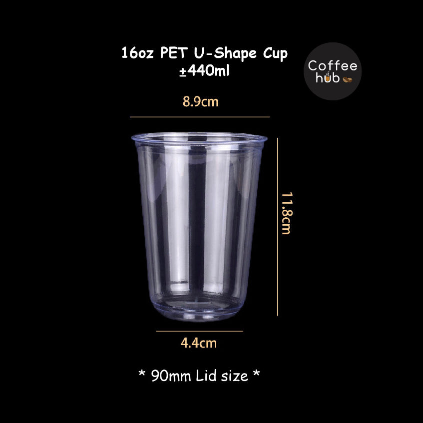 (Ready Stock)Coffee Latte Tea PET Cup Boba Bubble Milk Cup Disposable Take Away With Flat Dome Lid 12oz 16oz 20oz 24oz