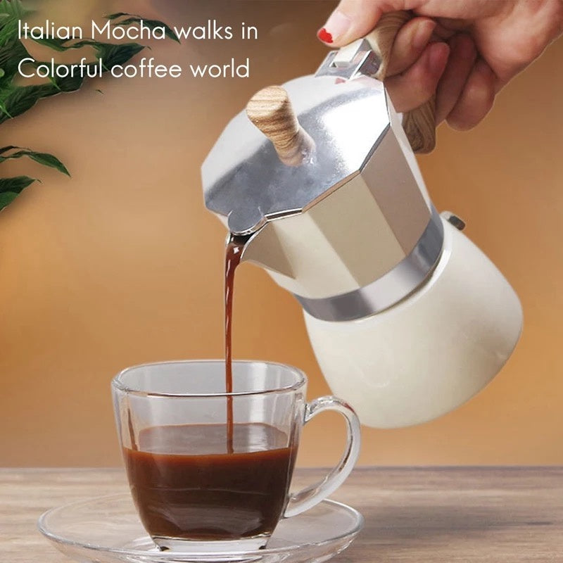 (Ready Stock)Espresso Coffee Maker Italian Style Moka Pot Stove Top 150ml 300ml Various Cols Choice Premium Quality