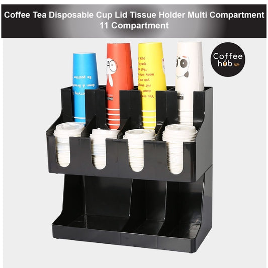 (Ready Stock)Coffee Tea Shop Paper Cup Holder Display Rack Disposable Cup Organizer Acrylic Multi Compartment