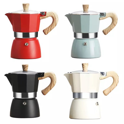 (Ready Stock)Espresso Coffee Maker Italian Style Moka Pot Stove Top 150ml 300ml Various Cols Choice Premium Quality