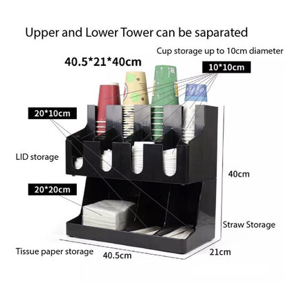 (Ready Stock)Coffee Tea Shop Paper Cup Holder Display Rack Disposable Cup Organizer Acrylic Multi Compartment