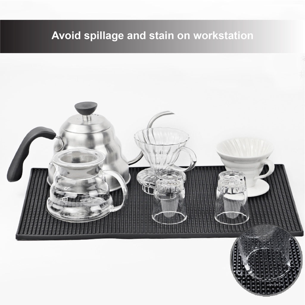 (Ready Stock)Coffee Espresso Rubber Drip Spill Non-slip Bar Mat Tamper Holder Mat