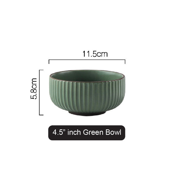 (READY STOCK)Nordic Ceramic Dish Set Household Bowl / Plate / Spoon Vertical Stripe Tableware