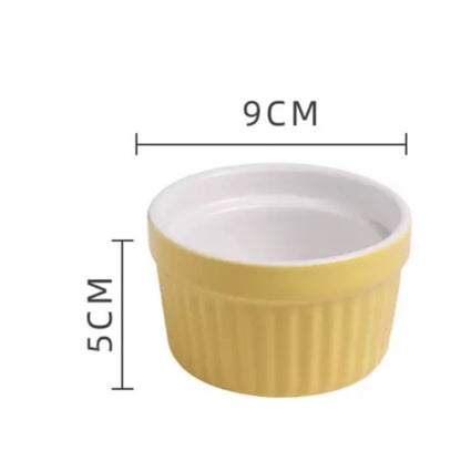 (READY STOCK)Baking Dessert Cake Caramel Pudding Bowl Ceramic Ramekins Soufflé Baking Cup Oven High Temperature