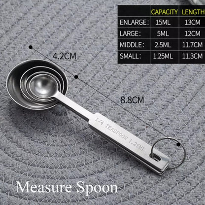 (Ready Stock)Kitchen Baking Coffee Multi Purpose Measuring Spoons Set 4/5/6 Pieces Stackable Tablespoons Various Sizes