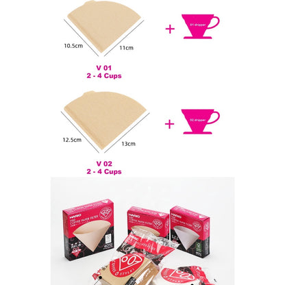 (Ready Stock)Genuine Hario Japan V60 Filter Paper Brown Unbleached White 01 02 | 40 Pcs 100 pcs