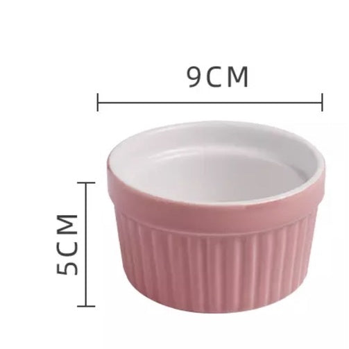 (READY STOCK)Baking Dessert Cake Caramel Pudding Bowl Ceramic Ramekins Soufflé Baking Cup Oven High Temperature