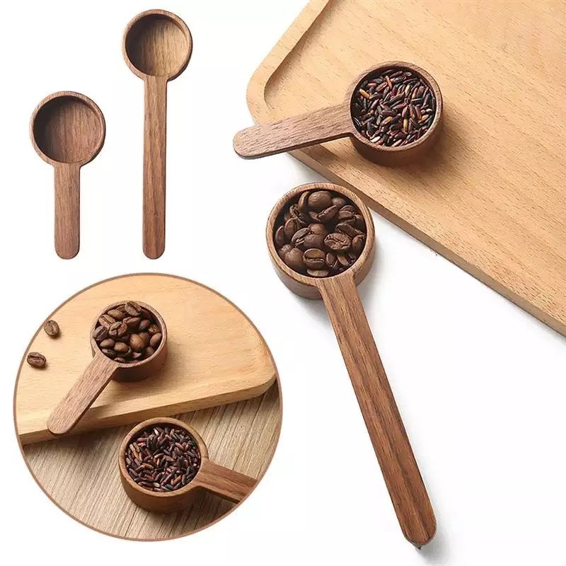 (Ready Stock)Espresso Coffee Walnut Wooden Measuring Scoop Spoon Portable for Coffee Beans Powder 8gram 10gram