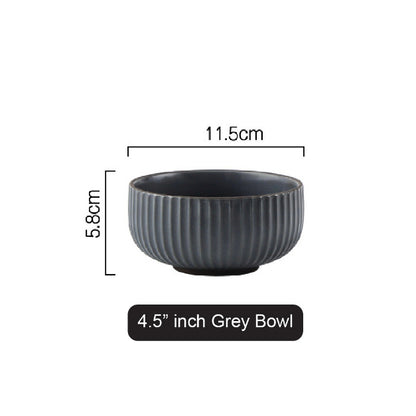 (READY STOCK)Nordic Ceramic Dish Set Household Bowl / Plate / Spoon Vertical Stripe Tableware