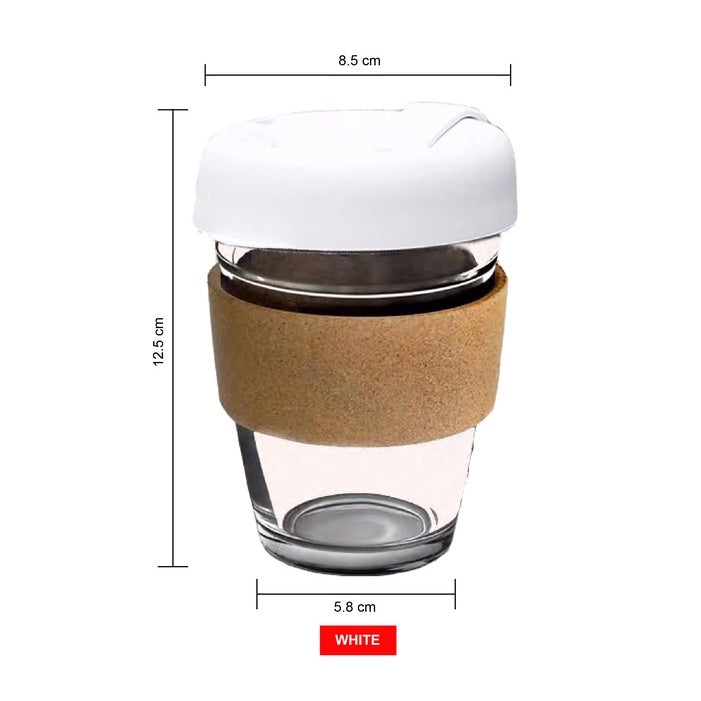 (Ready Stock)Espress Coffee Take Away Reusable Mug Cup Glass with Cork Band 12oz |340ml