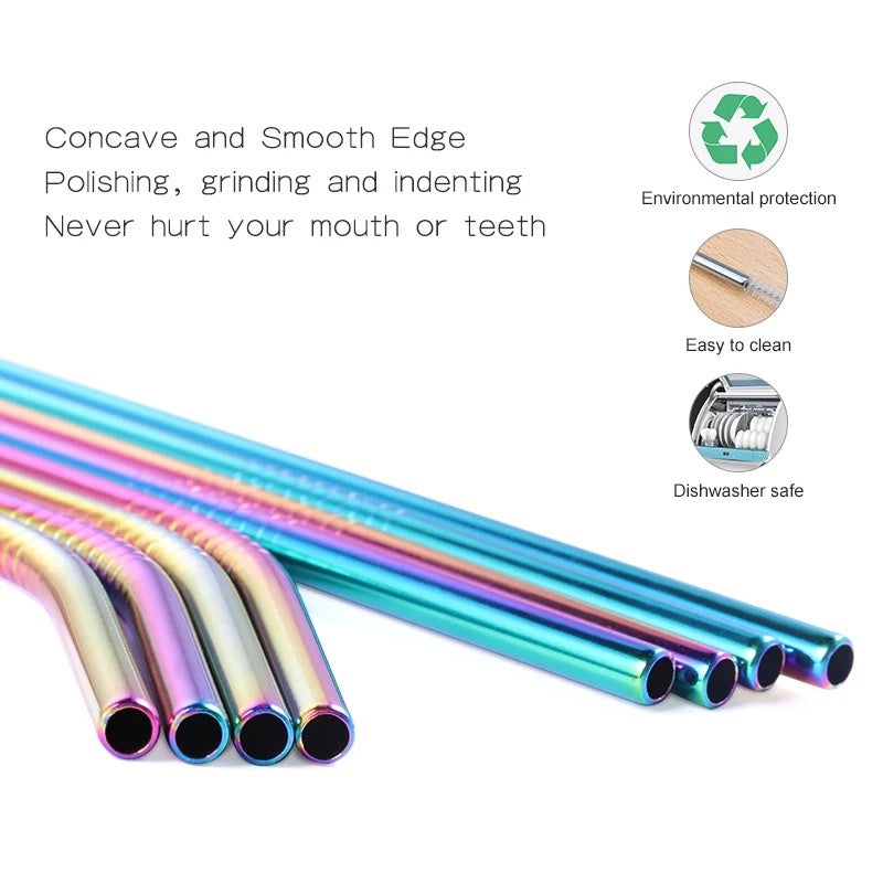 (Ready Stock)Stainless Steel Straw Tumbler Drinking Straight/ Curve Reusable Assorted Colors