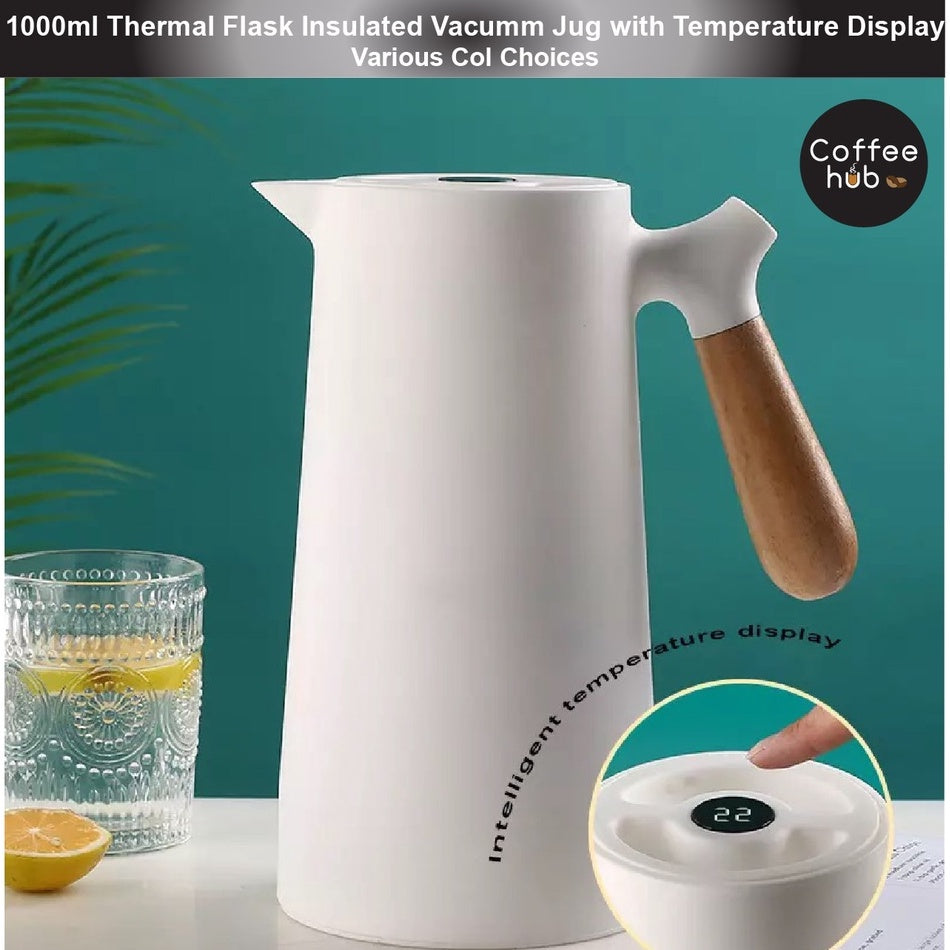 (READY STOCK)1000ml Heat Insulation Thermal Flask Jug Bottle Hot Water With Handle Temperature Display