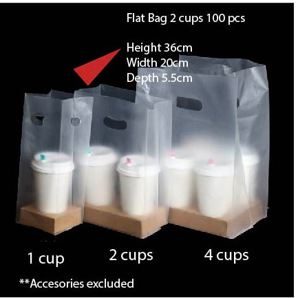 (READY STOCK)Paper Cup Plastic Bag Thickened Disposable Take Away Packaging Bag Milk Tea Beverage 100pcs